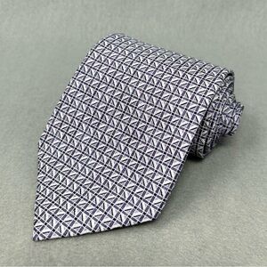 Franco Valentino Neck Tie Mens Purple And White Geometric Classic Silk Tie Italy